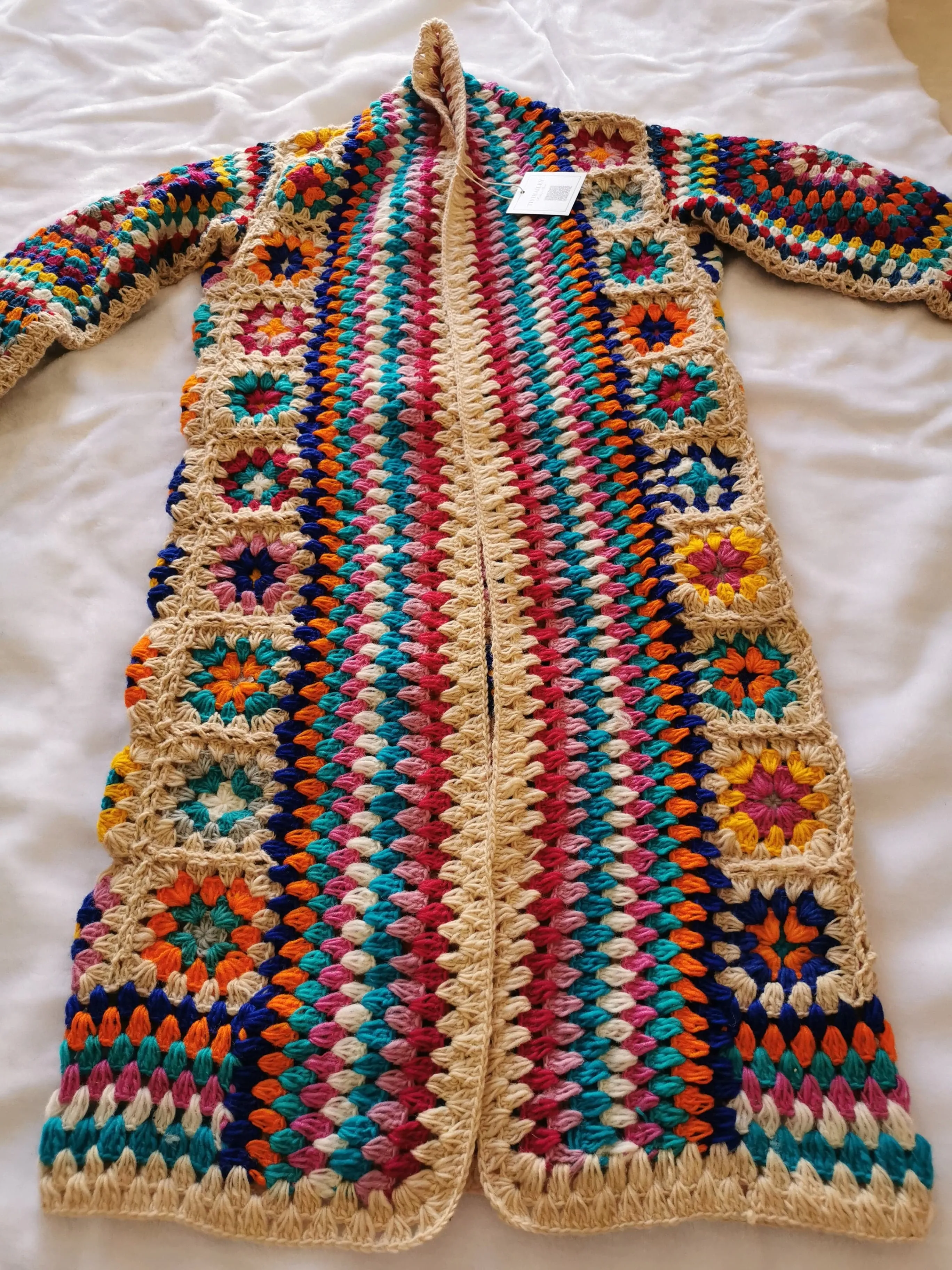 100% Wool Handmade Hippie Cardigan