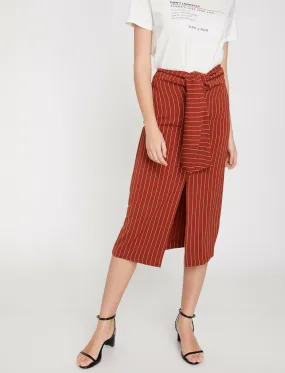 11970 Brown Striped Midi Skirt