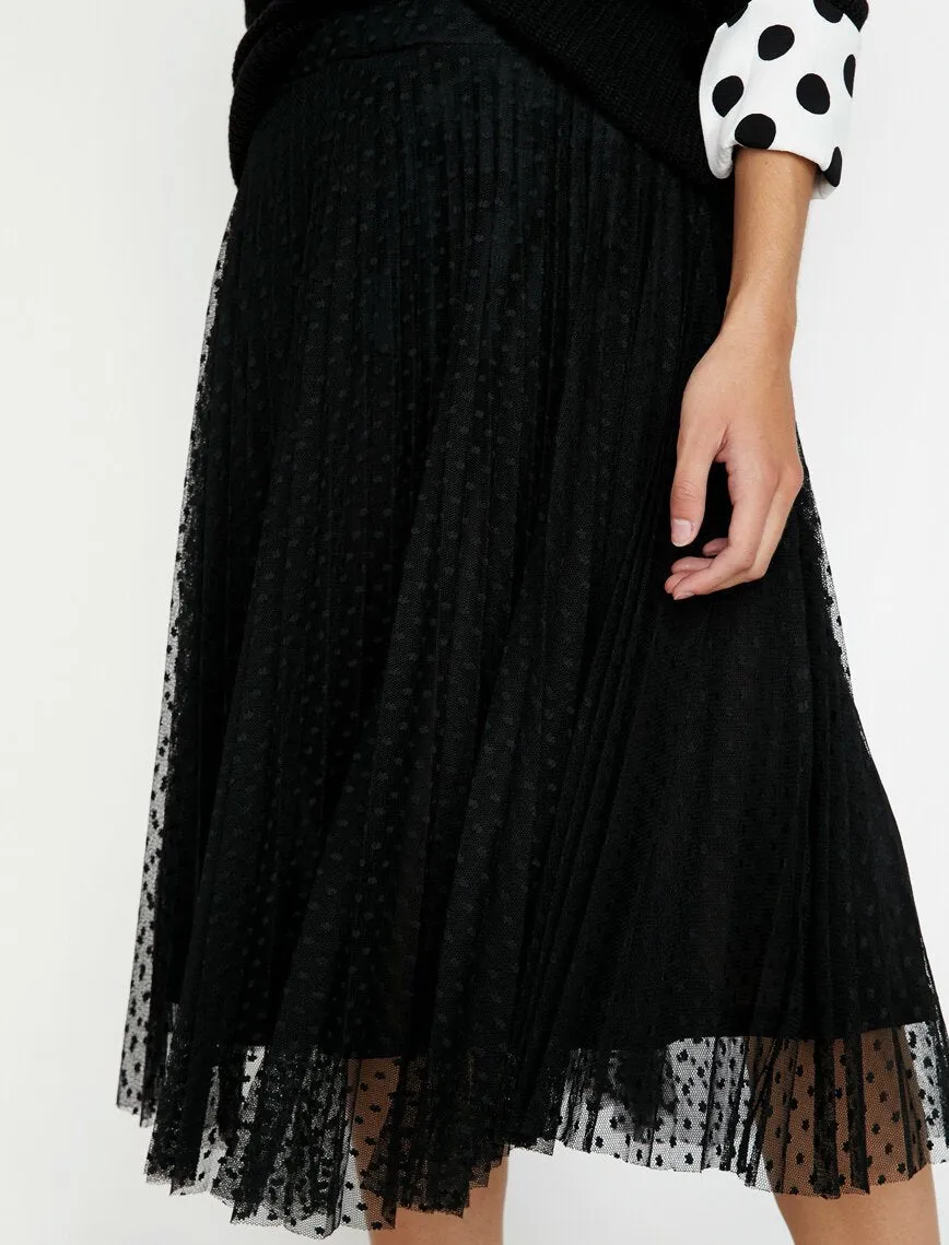 12135 Black Tulle Midi Skirt