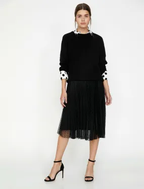 12135 Black Tulle Midi Skirt