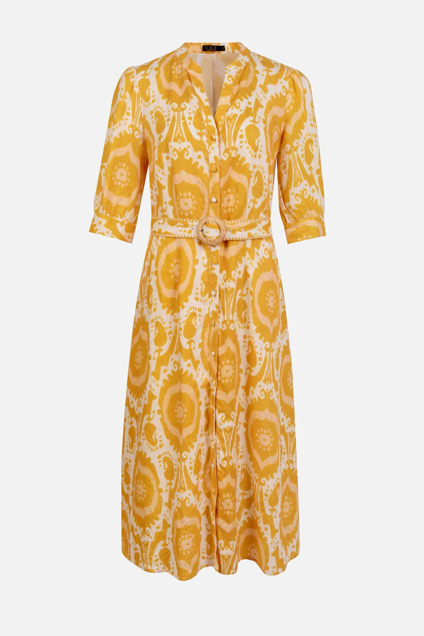 Ada Midi Linen Dress - Mustard/Yellow - GDS