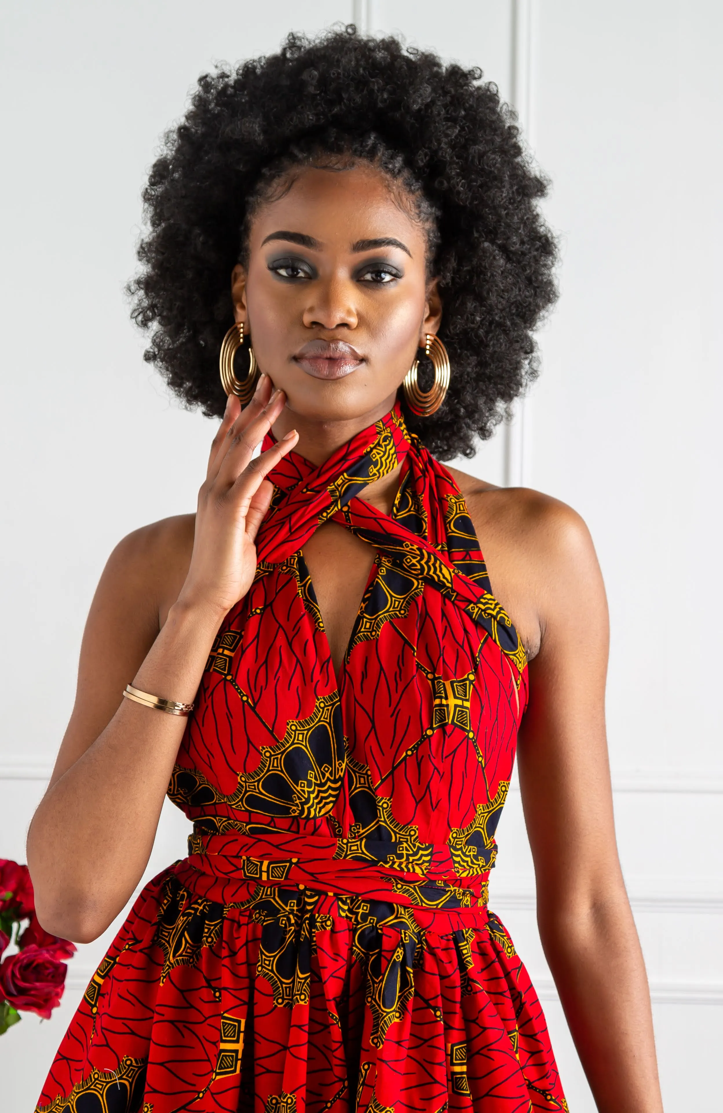 African Print Red Multiway Infinity Maxi Dress - Cordelia