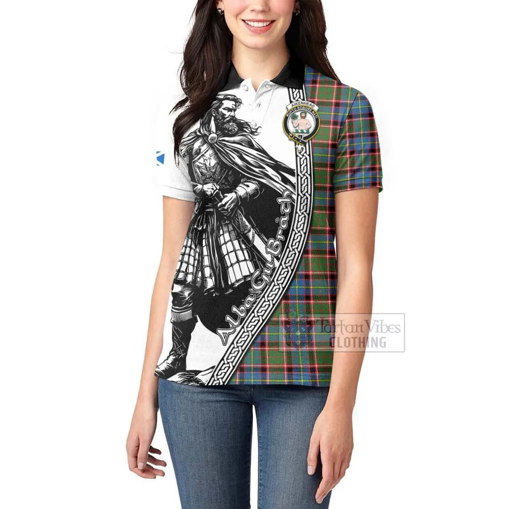 Aikenhead Tartan Clan Crest Women's Polo Shirt with Highlander Warrior Celtic Style