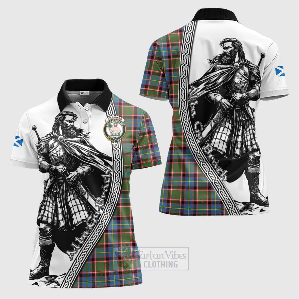 Aikenhead Tartan Clan Crest Women's Polo Shirt with Highlander Warrior Celtic Style