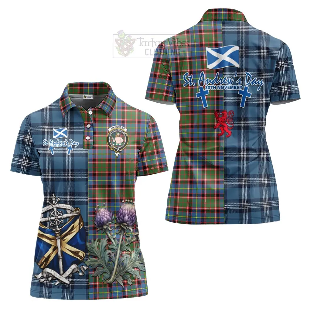 Aikenhead Tartan Women's Polo Shirt Happy St. Andrew's Day Half Tartan Style