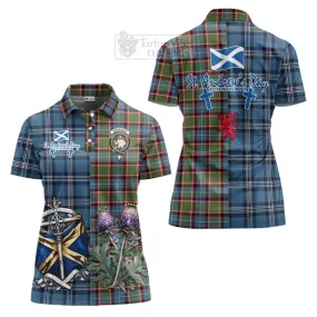 Aikenhead Tartan Women's Polo Shirt Happy St. Andrew's Day Half Tartan Style