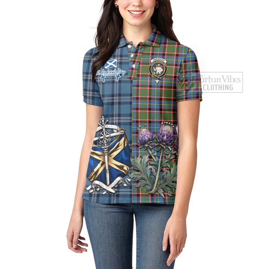 Aikenhead Tartan Women's Polo Shirt Happy St. Andrew's Day Half Tartan Style