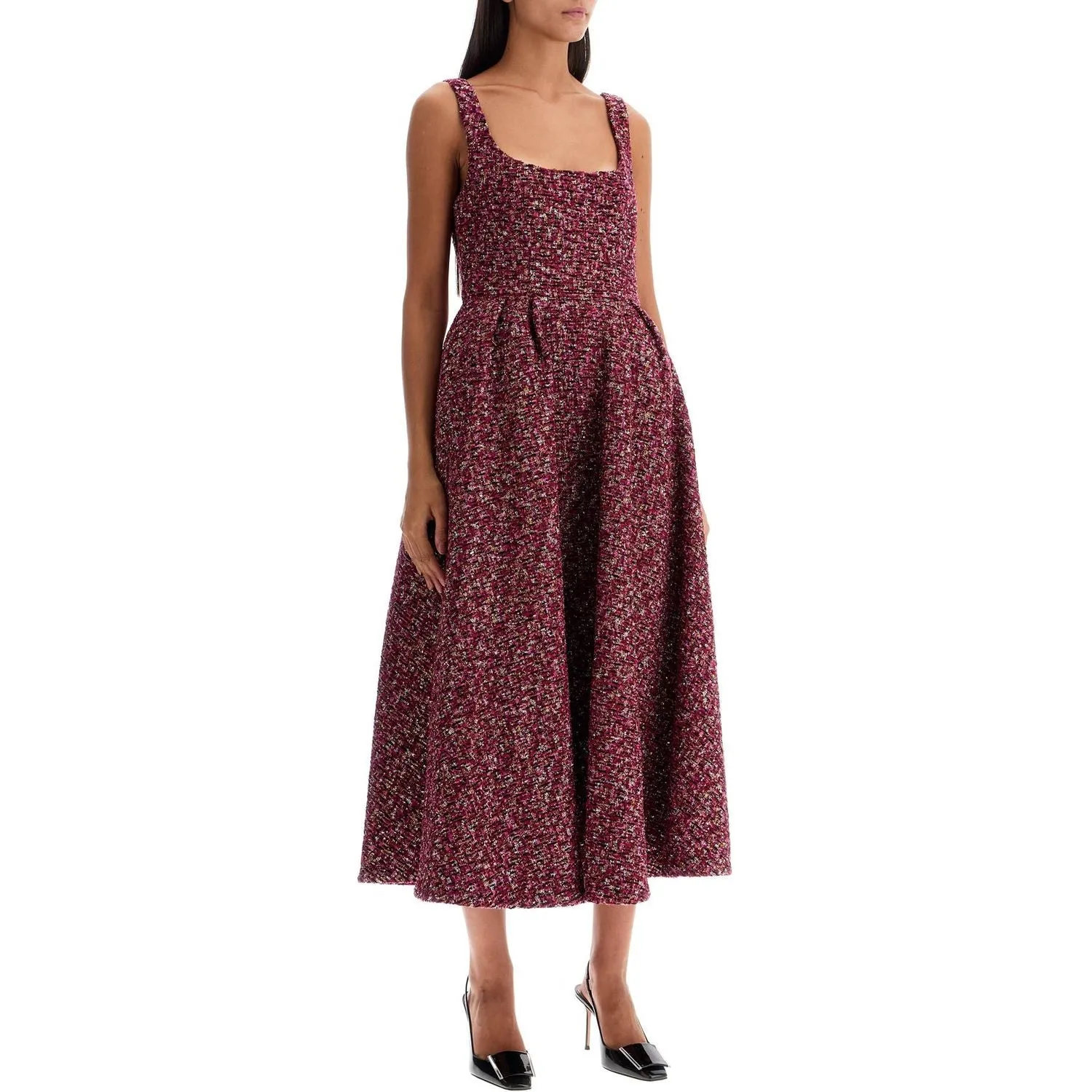 Alessandra Rich midi dress in tweed with sequ