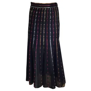 Alexander McQueen Black Multi Metallic Silk Knit Midi Skirt