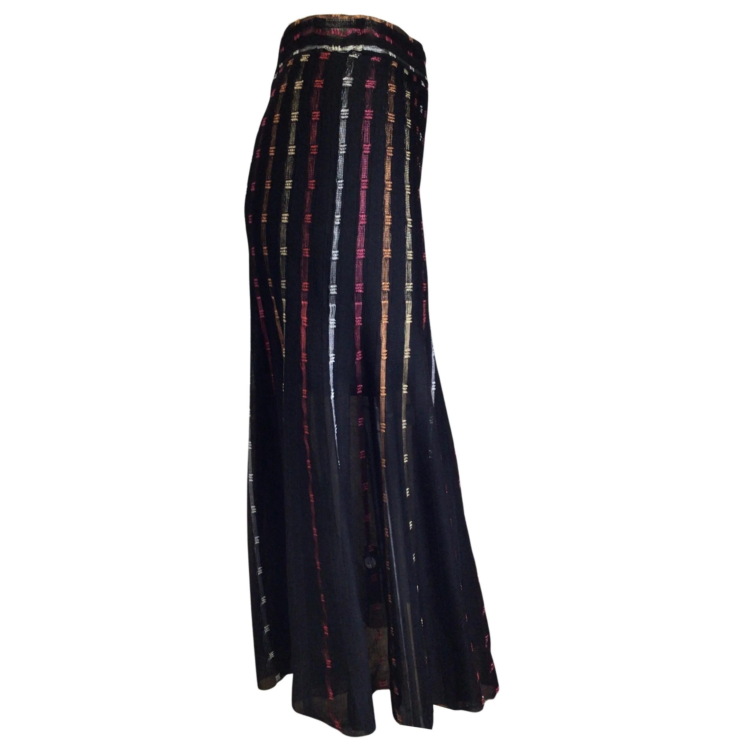 Alexander McQueen Black Multi Metallic Silk Knit Midi Skirt