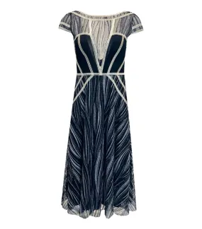 Amanda Wakeley Tulle-Panelled Metallic Dress. Size 10UK