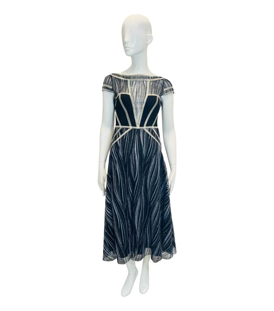 Amanda Wakeley Tulle-Panelled Metallic Dress. Size 10UK