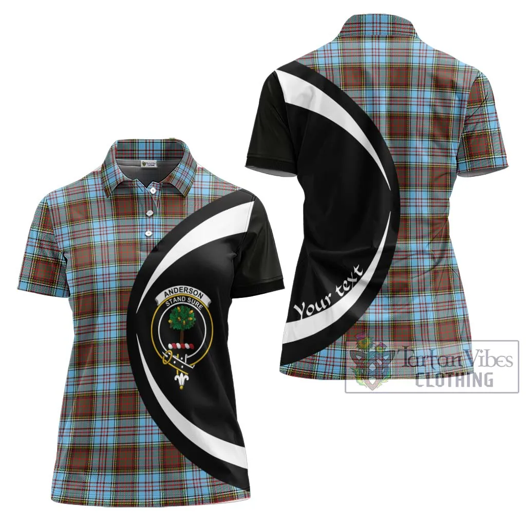 Anderson Ancient Tartan Women's Polo Shirt with Family Crest Circle Style