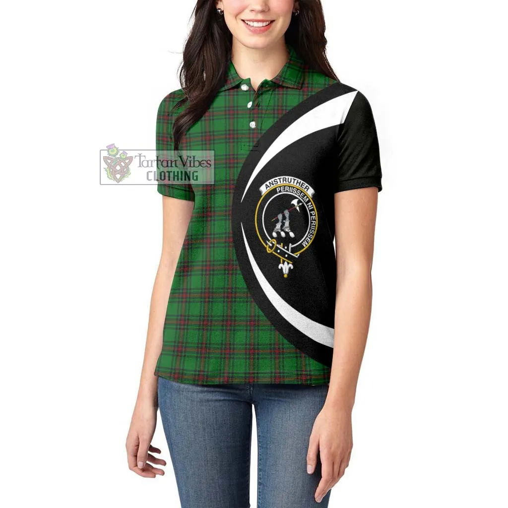 Anstruther Tartan Women's Polo Shirt with Family Crest Circle Style