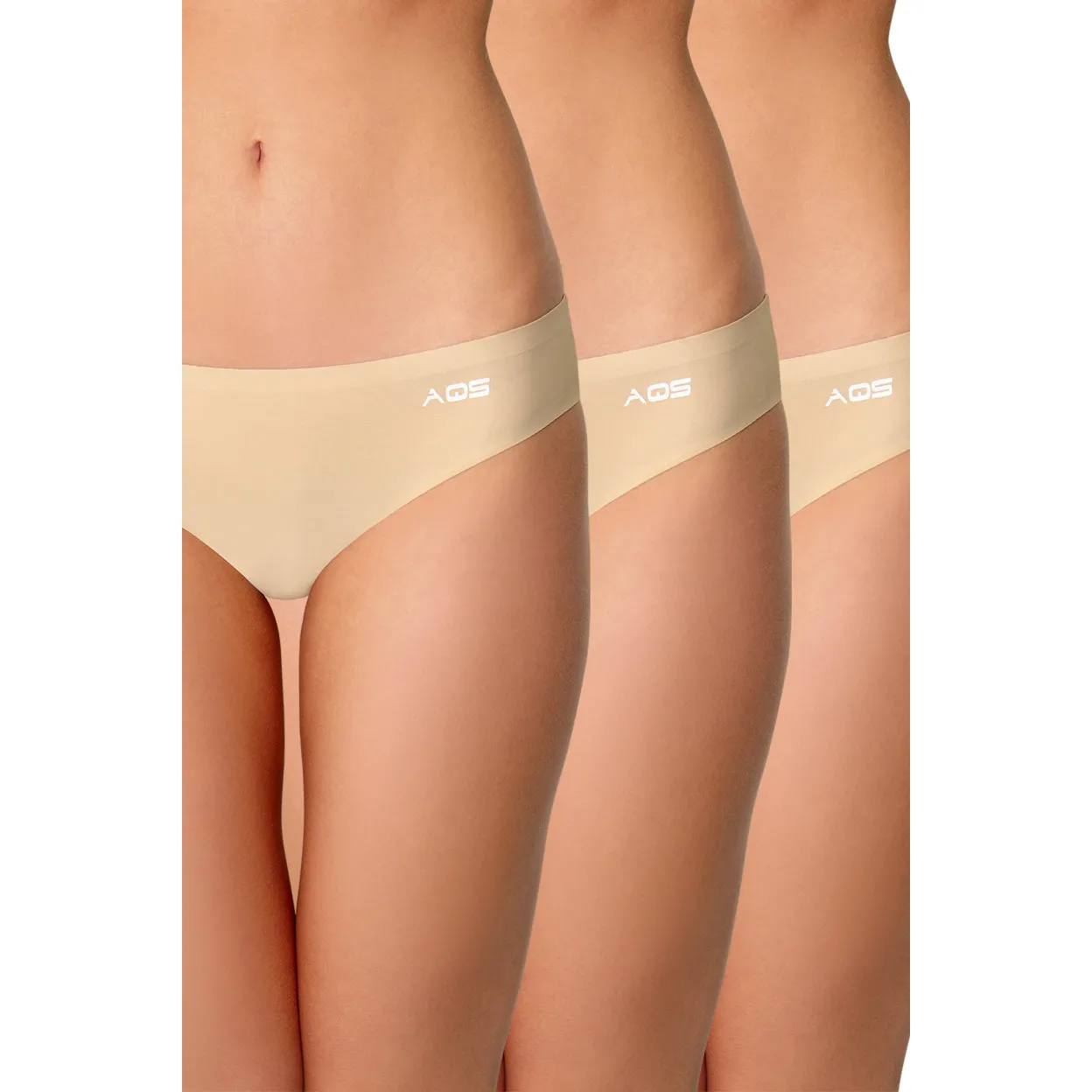 AQS Ladies Seamless Nude Bikini 3 Pack Three-pack of womens seamless bikini