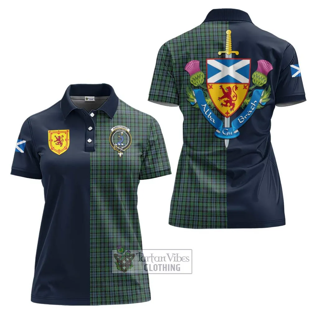 Arbuthnot Tartan Women's Polo Shirt Alba with Scottish Lion Royal Arm Half Style