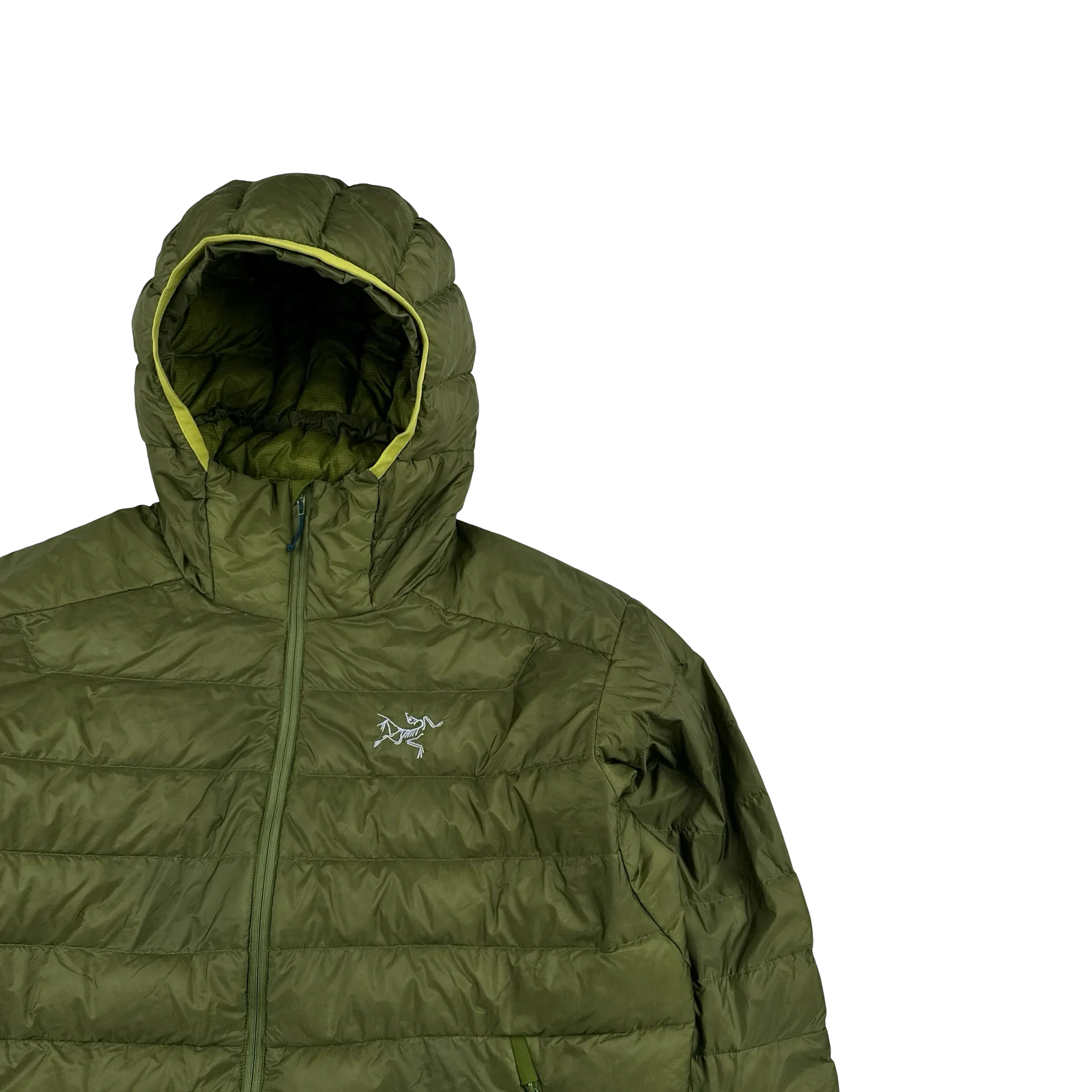 Arcteryx Green Down Filled Zipped Hooded Puffer - Medium