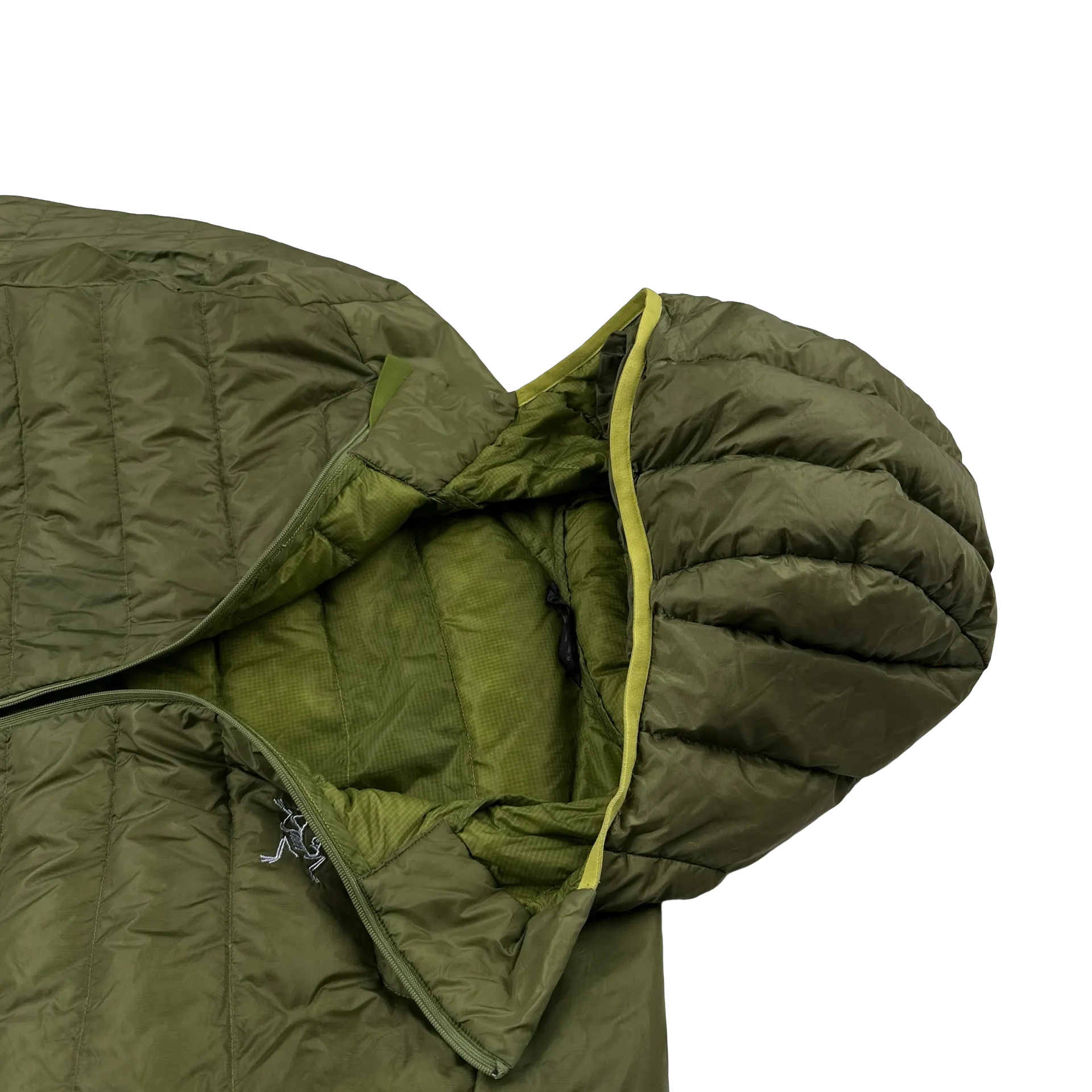 Arcteryx Green Down Filled Zipped Hooded Puffer - Medium