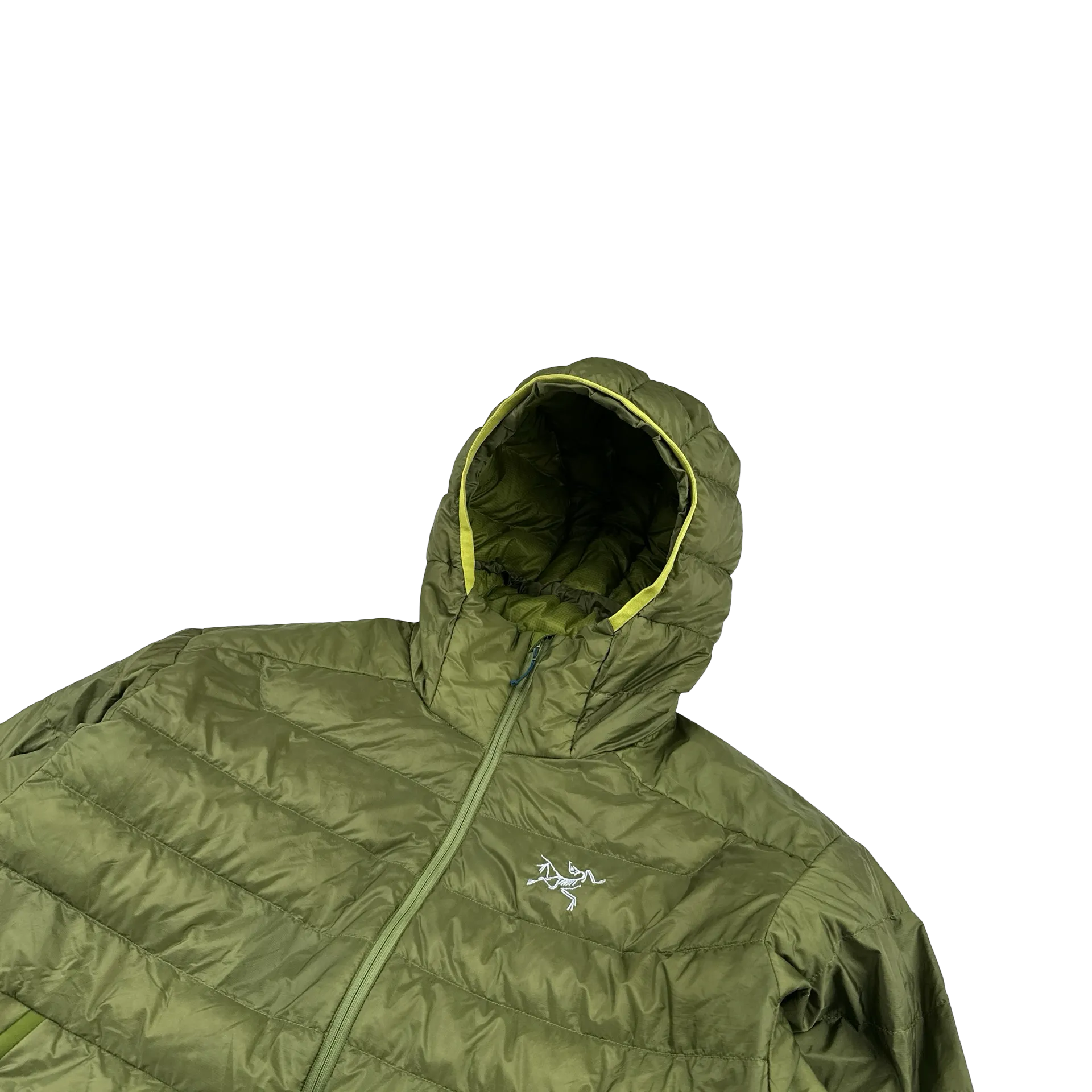 Arcteryx Green Down Filled Zipped Hooded Puffer - Medium