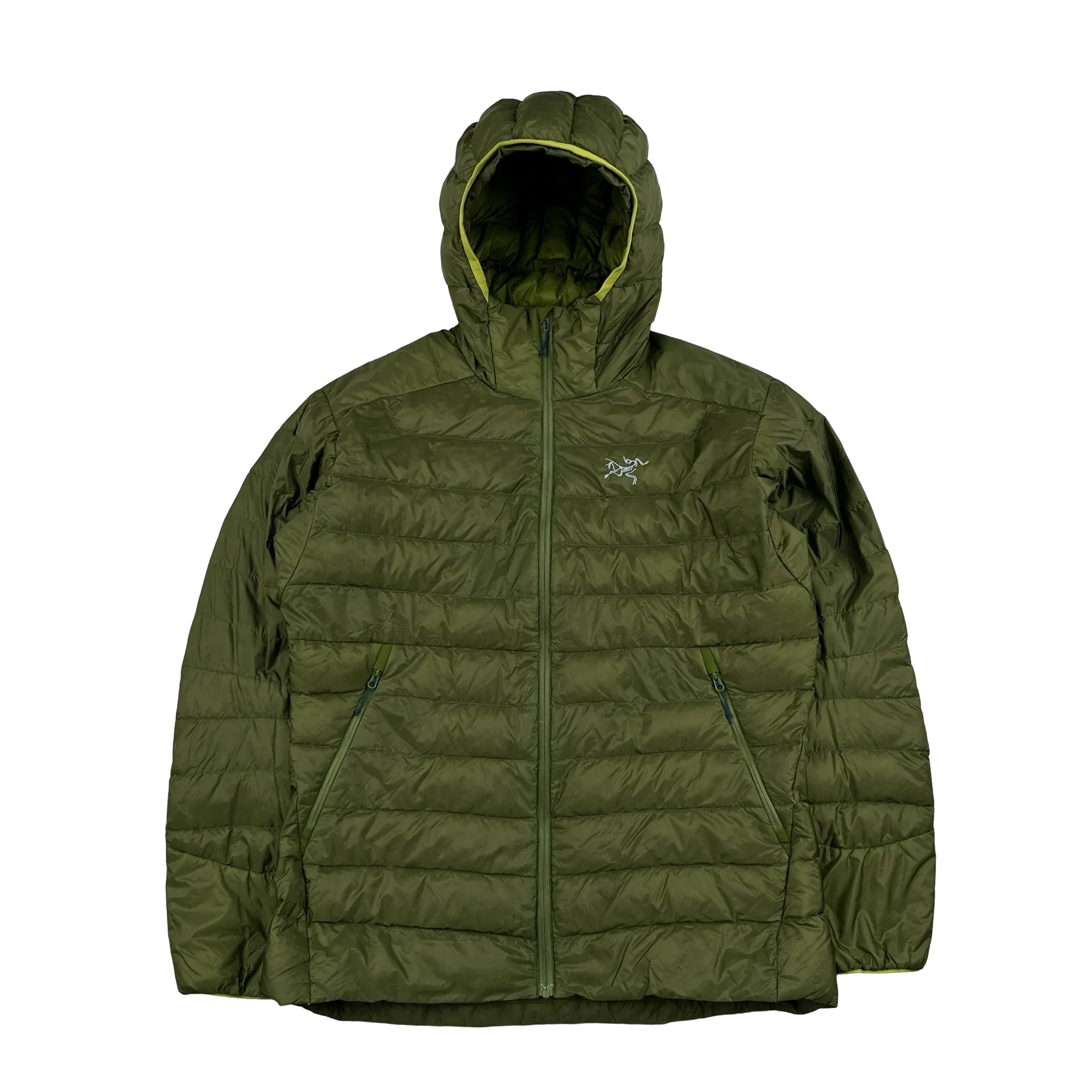 Arcteryx Green Down Filled Zipped Hooded Puffer - Medium