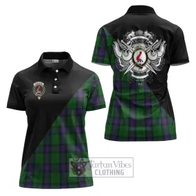 Armstrong Tartan Women's Polo Shirt with Family Crest and Military Logo Style