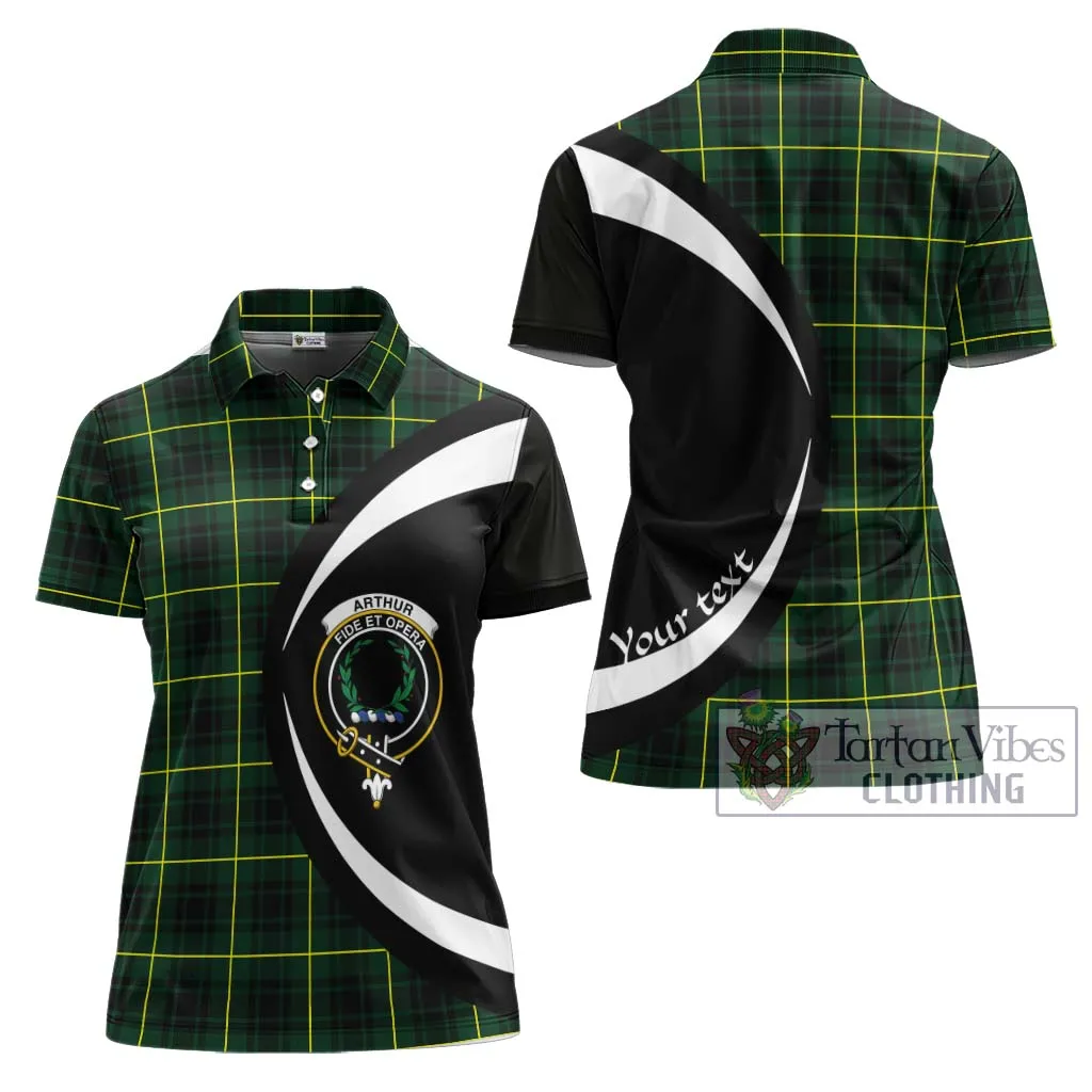 Arthur Modern Tartan Women's Polo Shirt with Family Crest Circle Style