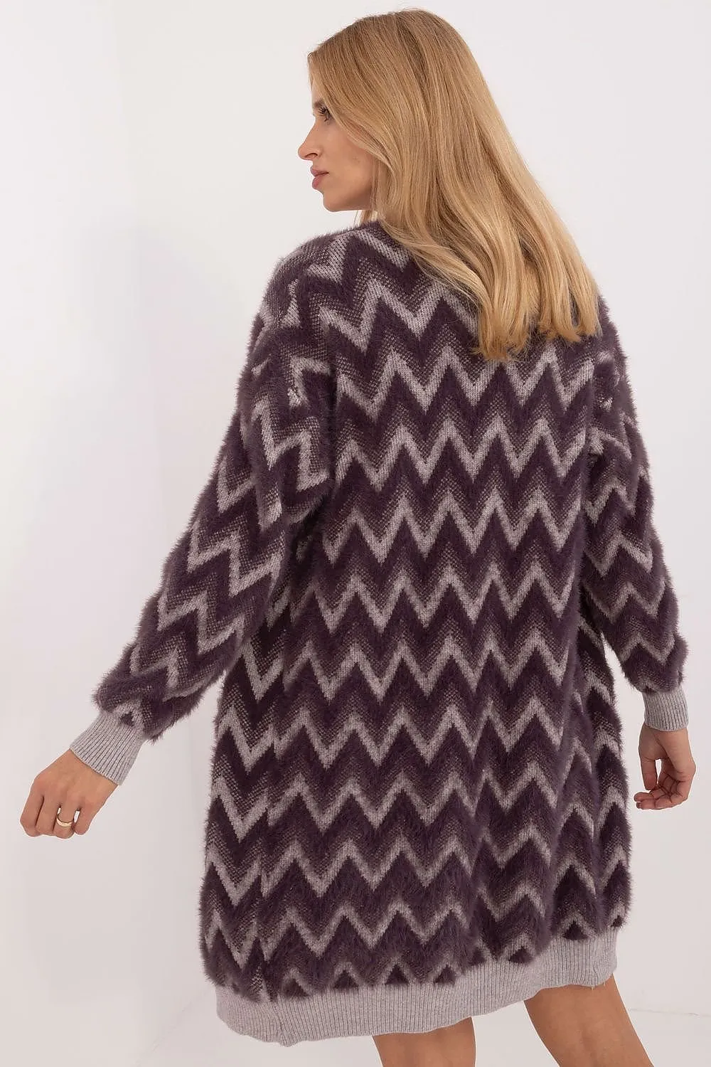 AT Wave Stripe Fuzzy Knit Cardigan