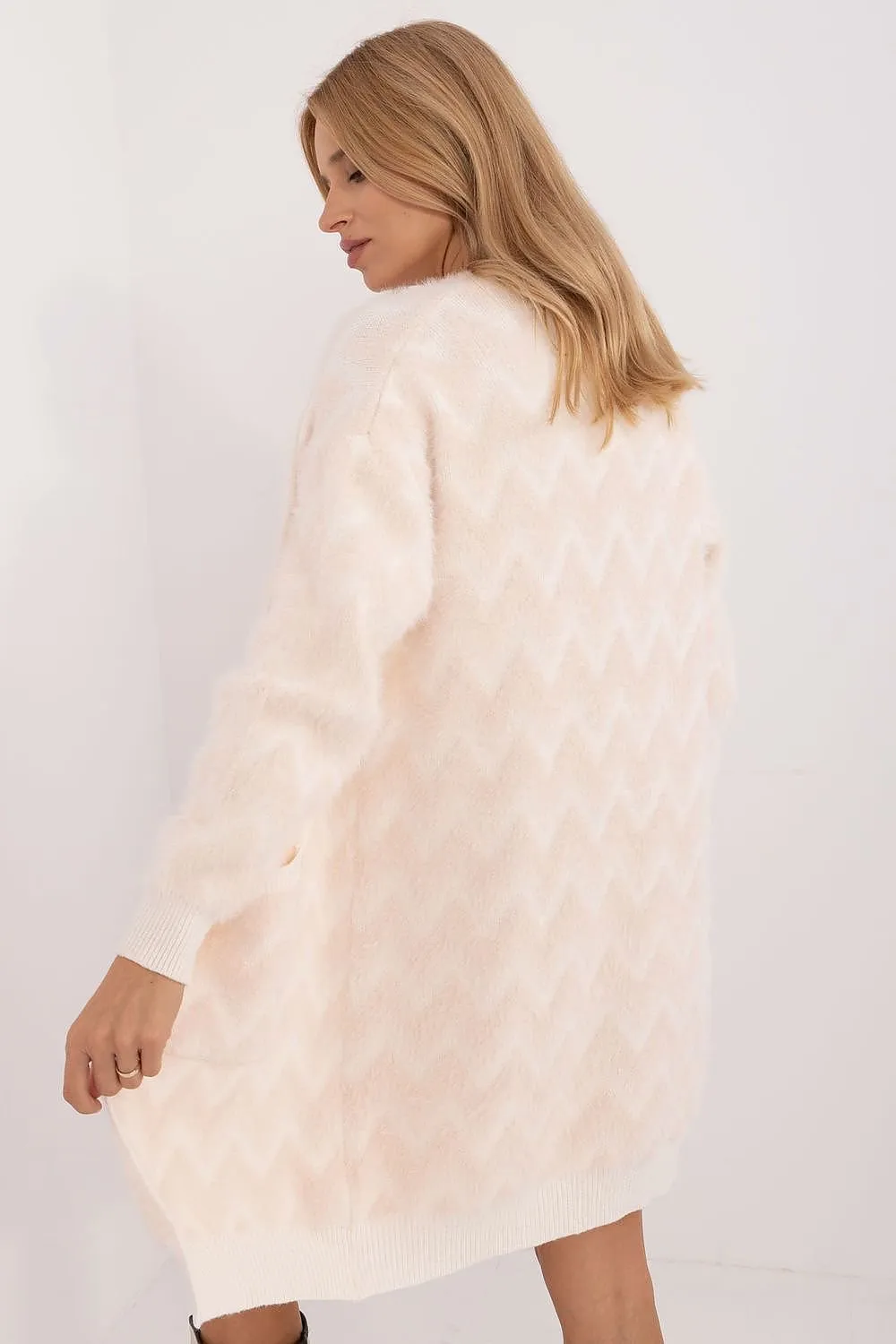 AT Wave Stripe Fuzzy Knit Cardigan