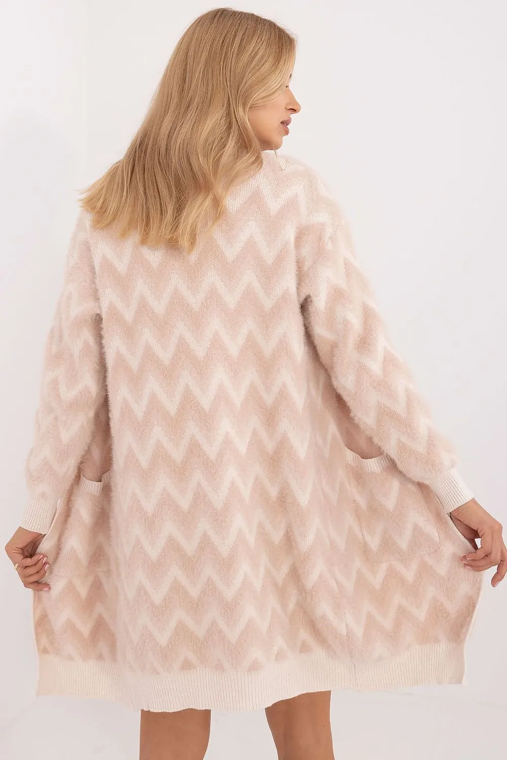 AT Wave Stripe Fuzzy Knit Cardigan