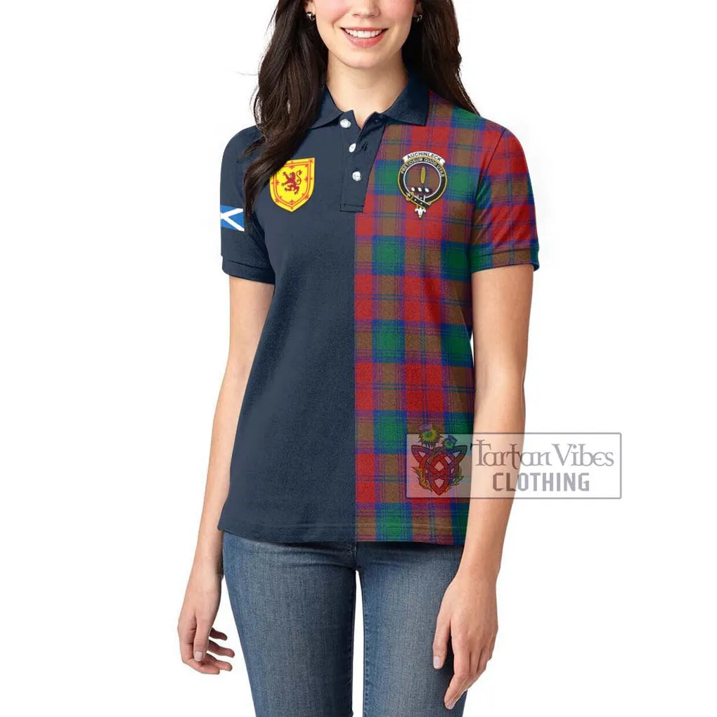 Auchinleck (Affleck) Tartan Women's Polo Shirt Alba with Scottish Lion Royal Arm Half Style