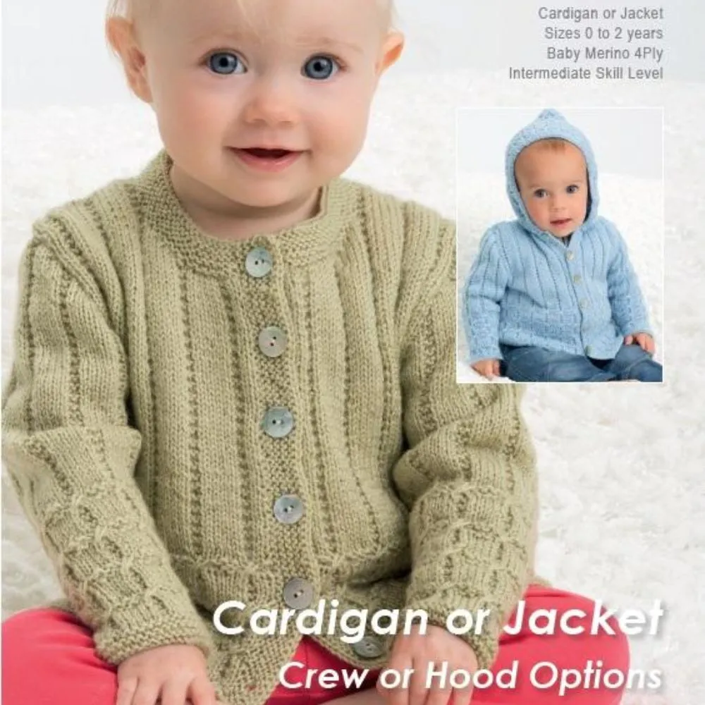 Baby Cardigan & Hooded Jacket Knitting Pattern (1423)