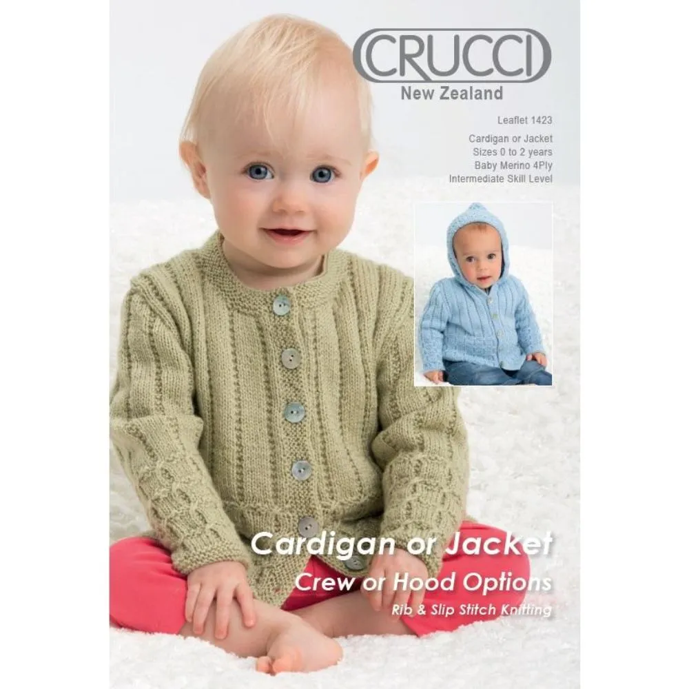 Baby Cardigan & Hooded Jacket Knitting Pattern (1423)