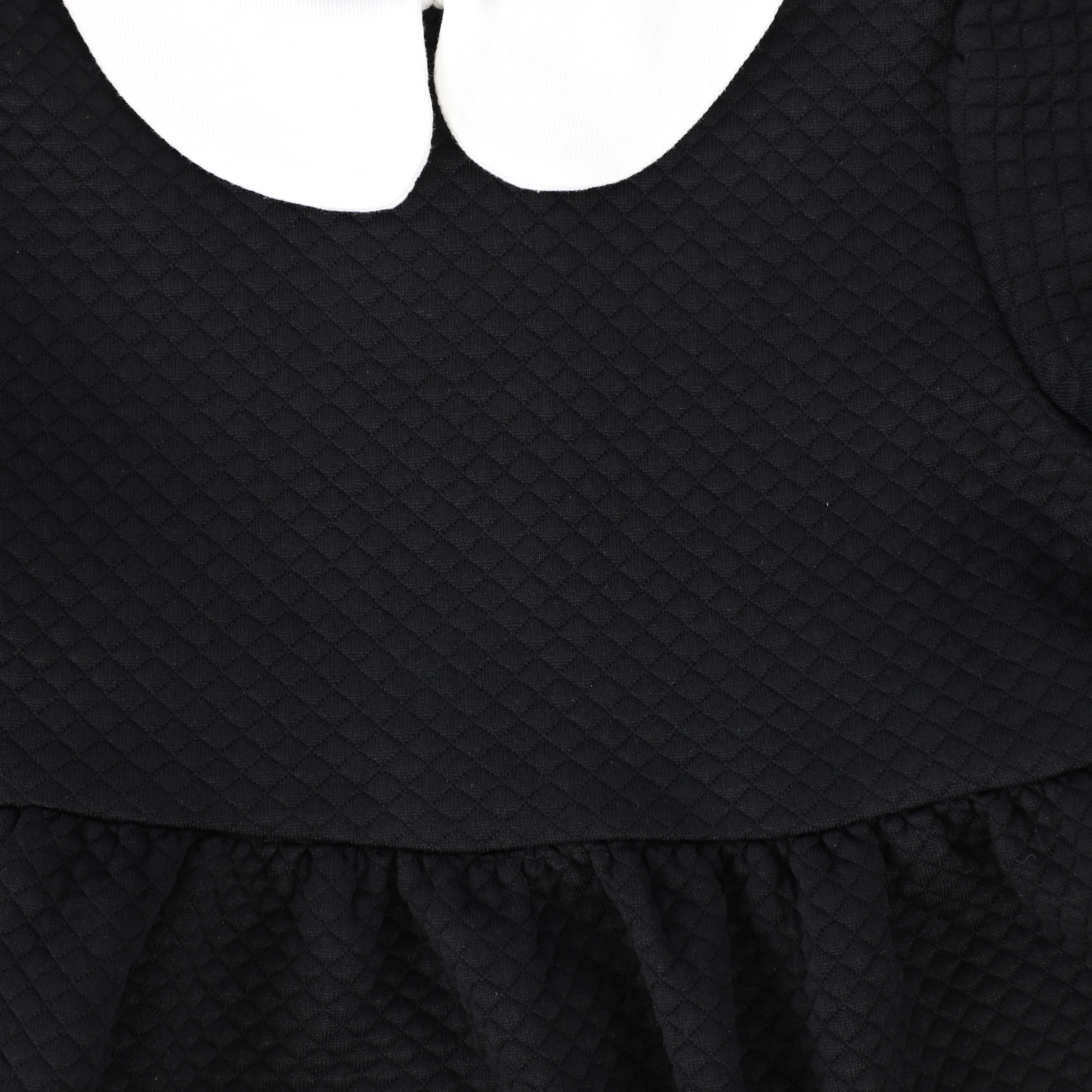 BACE COLLECTION BLACK PETER PAN COLLAR QUILTED DRESS [Final Sale]