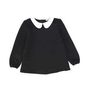 BACE COLLECTION BLACK PETER PAN COLLAR QUILTED SWING TOP [Final Sale]