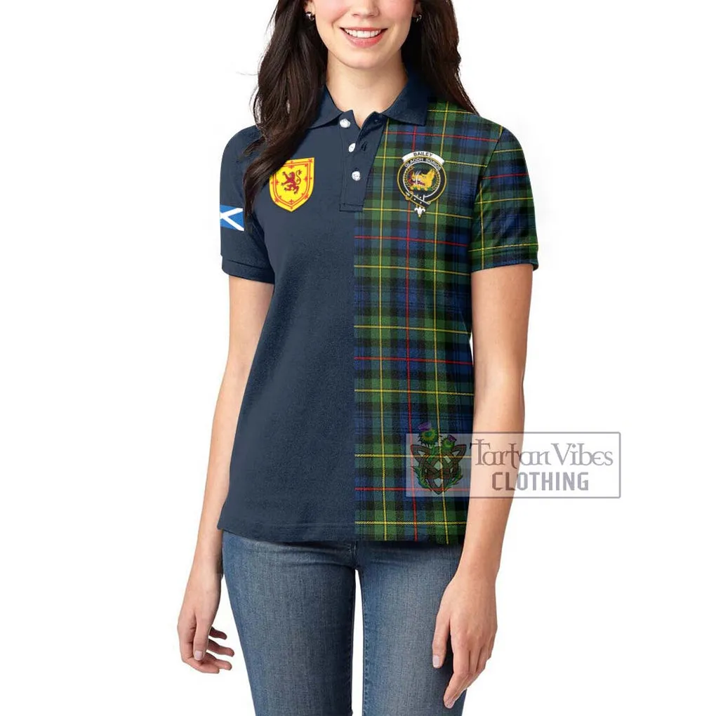 Bailey Modern Tartan Women's Polo Shirt Alba with Scottish Lion Royal Arm Half Style