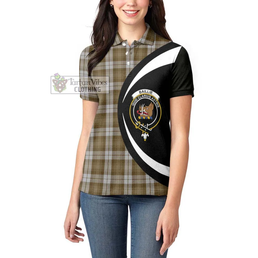 Baillie Dress Tartan Women's Polo Shirt with Family Crest Circle Style