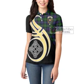 Baillie Tartan Women's Polo Shirt with Family Crest and Celtic Symbol Style