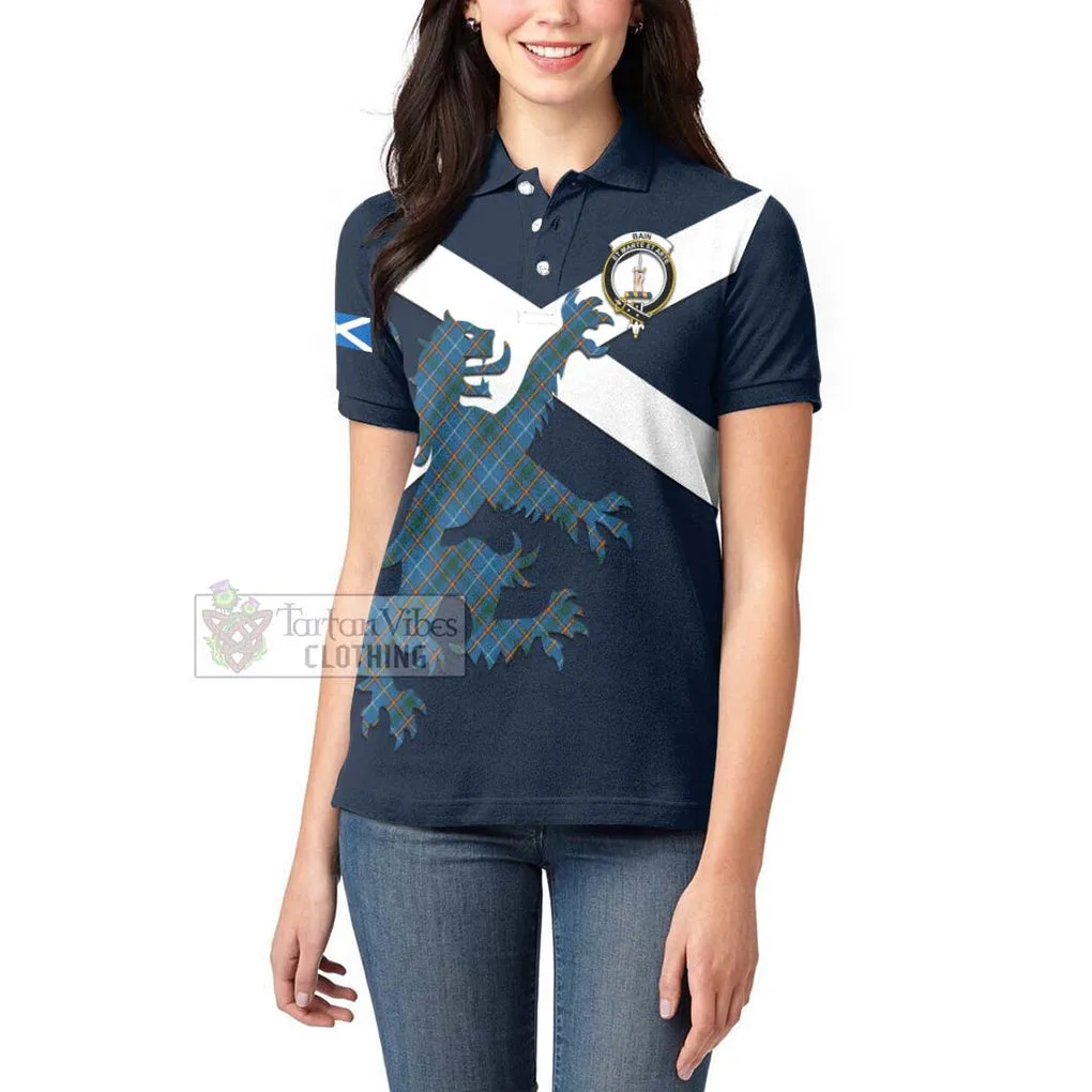 Bain Tartan Lion Rampant Women's Polo Shirt Proudly Display Your Heritage with Alba Gu Brath and Clan Name