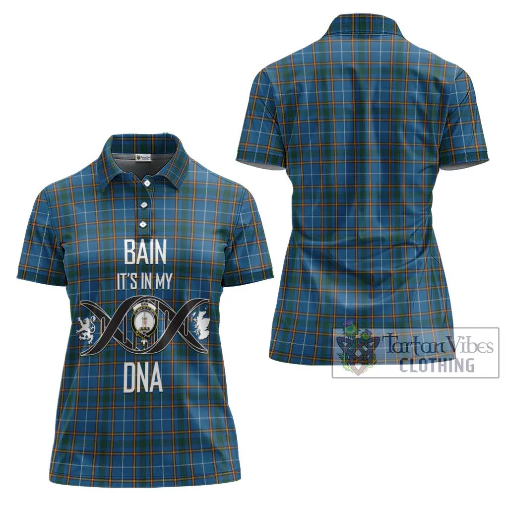 Bain Tartan Women's Polo Shirt with Family Crest DNA In Me Style