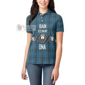 Bain Tartan Women's Polo Shirt with Family Crest DNA In Me Style