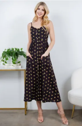 Bee Print Maxi Dress