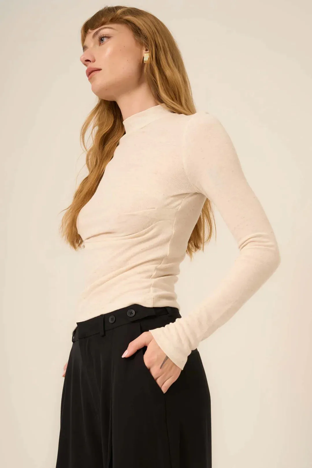 Belle Baby Rib Mockneck Top