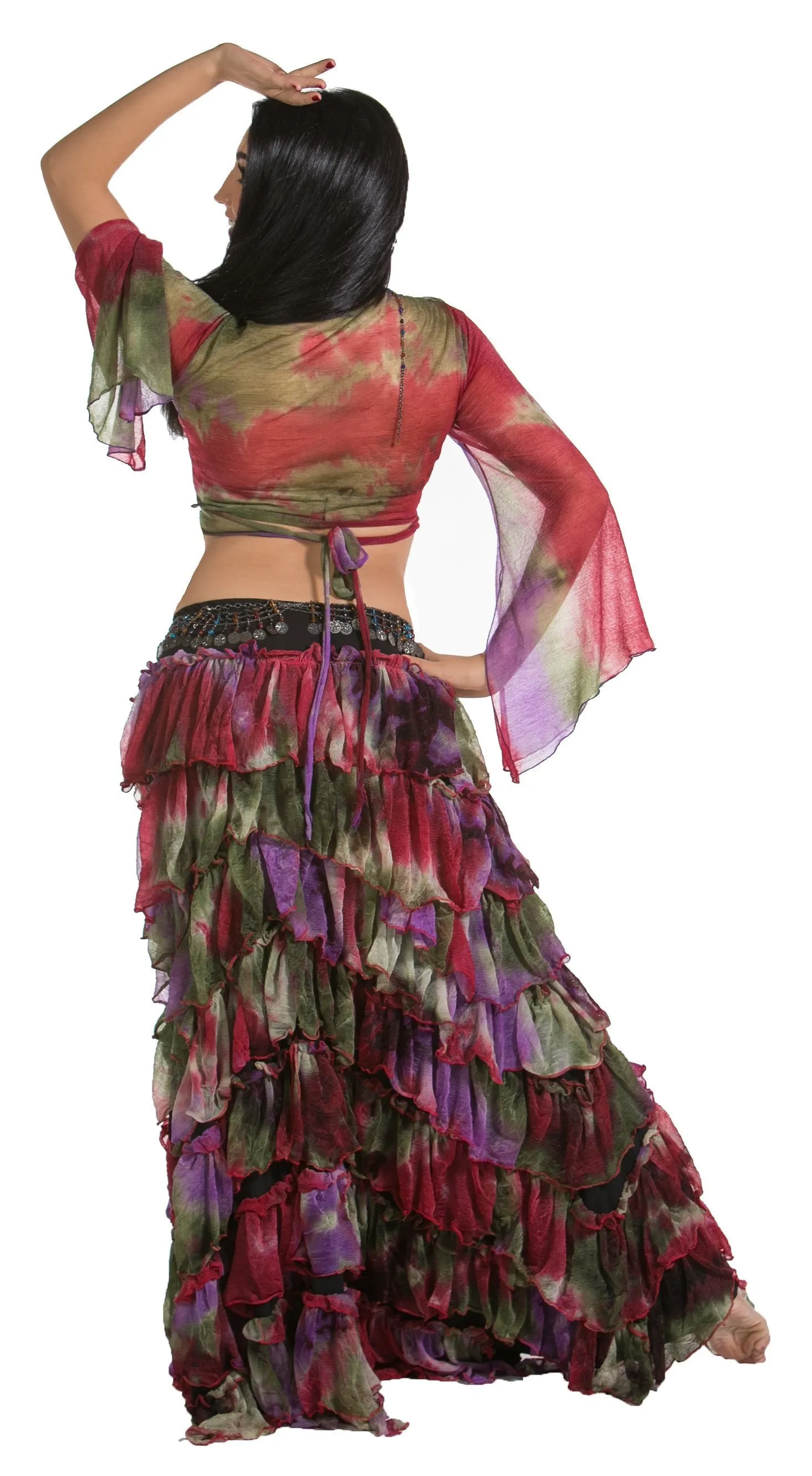 Belly Dance Ruffled Skirt, Choli Top, & Belt Costume Set | ROSA LEEHA