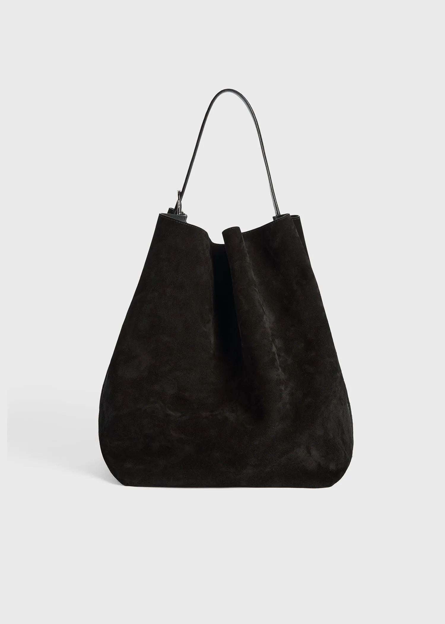 Belted suede tote espresso