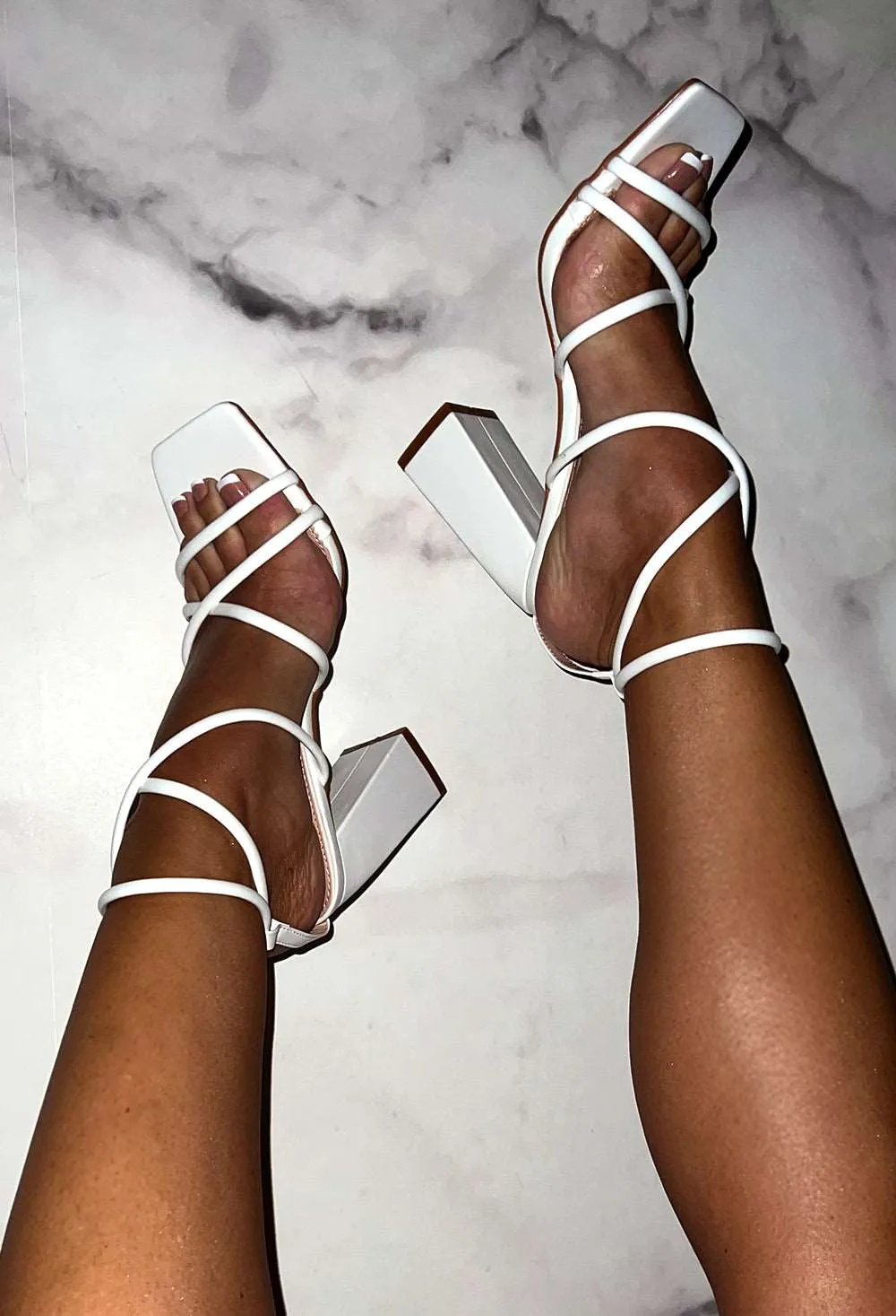 Best You Ever Had White Strap Block Heels