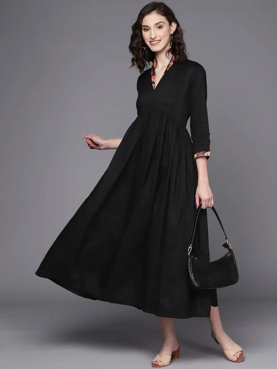 Black A-Line Midi Dress