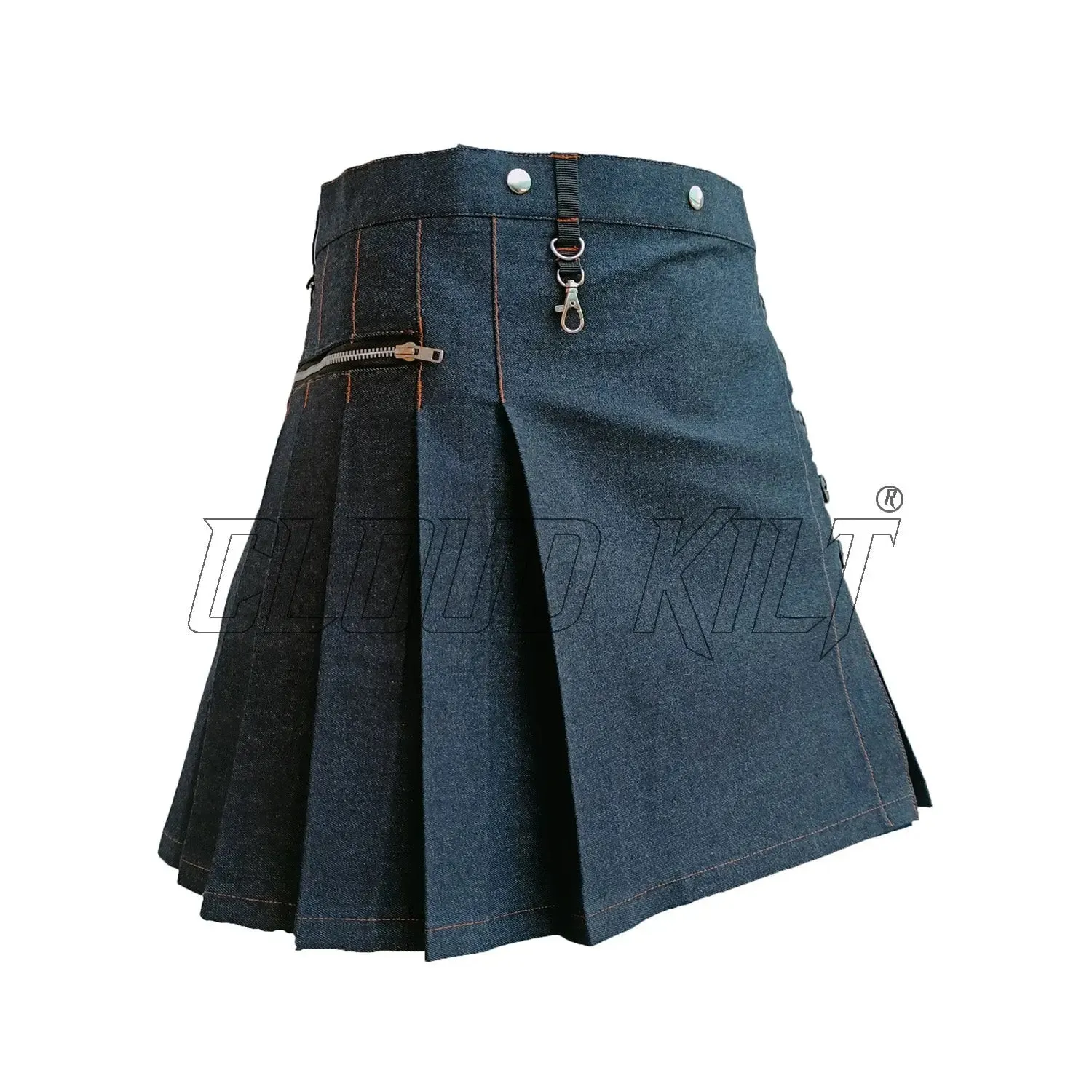 Black Denim Women Utility Kilt