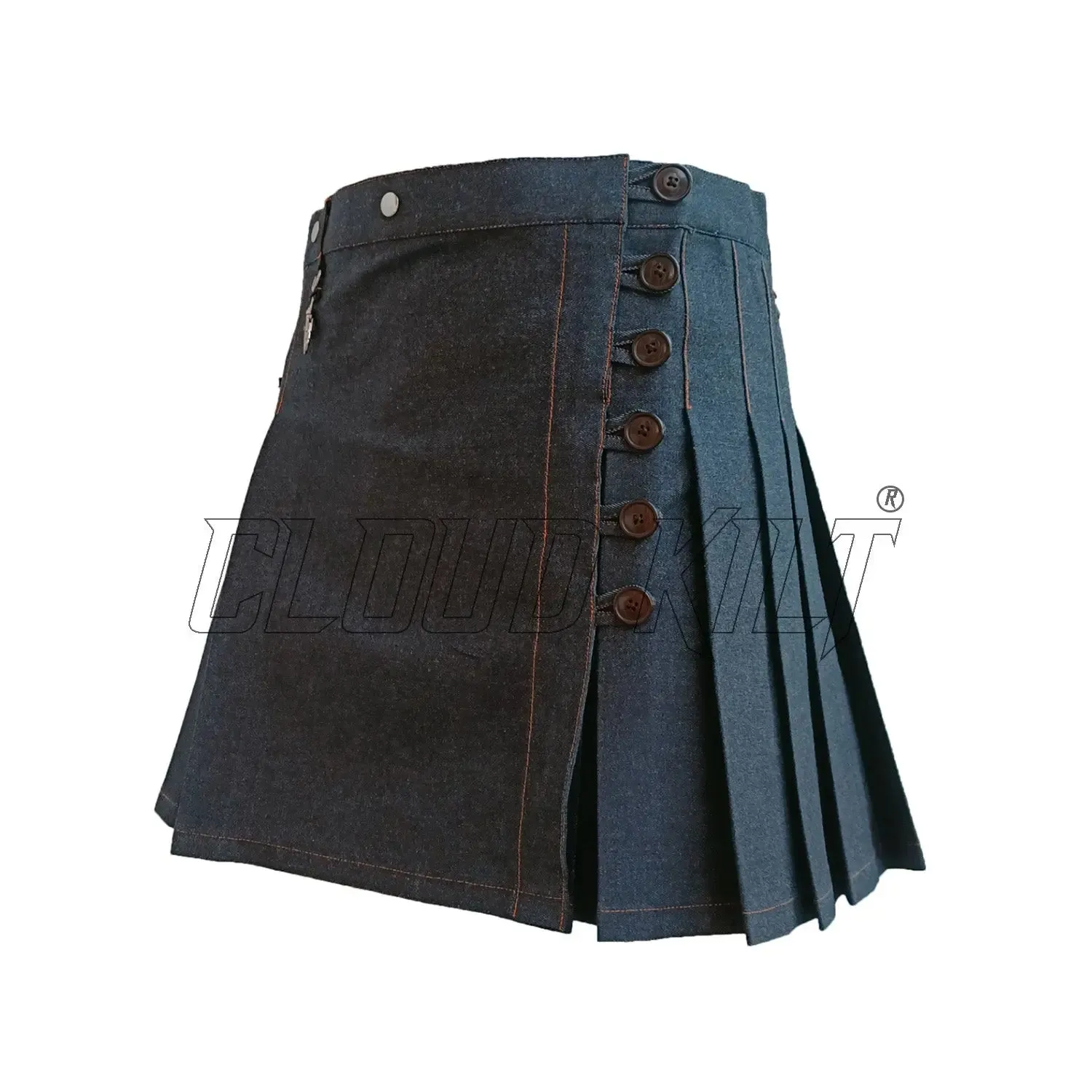 Black Denim Women Utility Kilt