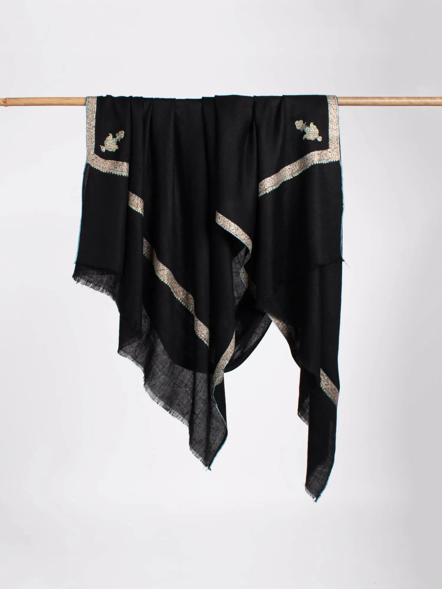 Black Hashia Pure Pashmina Shawl