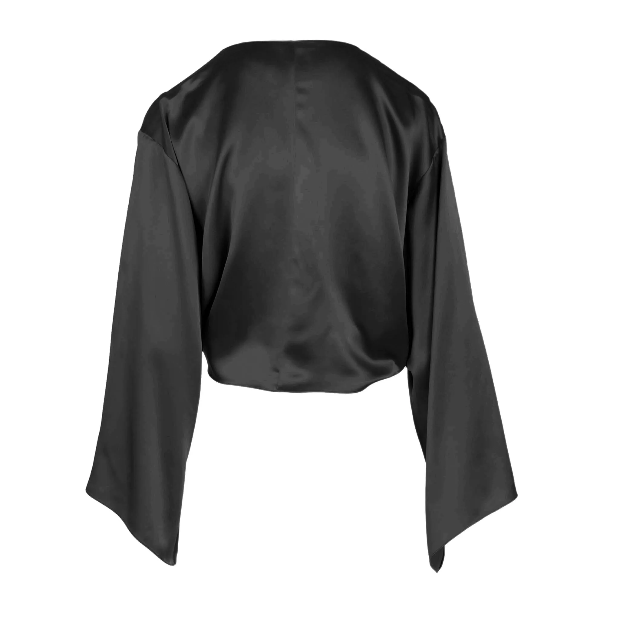 Black Kimono Sleeve Wrap Top